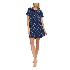 FLORA Intimates Blue Lace Trim Floral Nightgown Juniors M